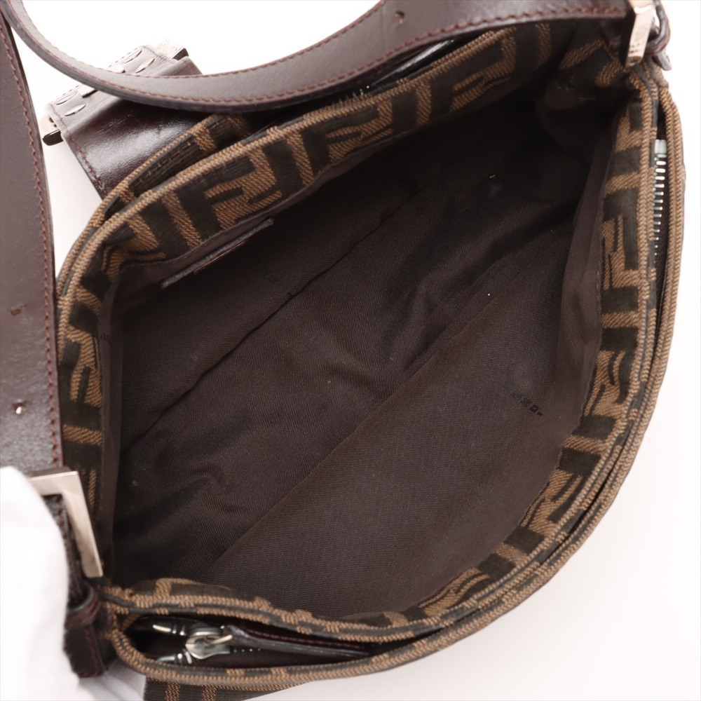 Fendi Zucca canvas leather shoulder bag brown - Picture 6 of 8